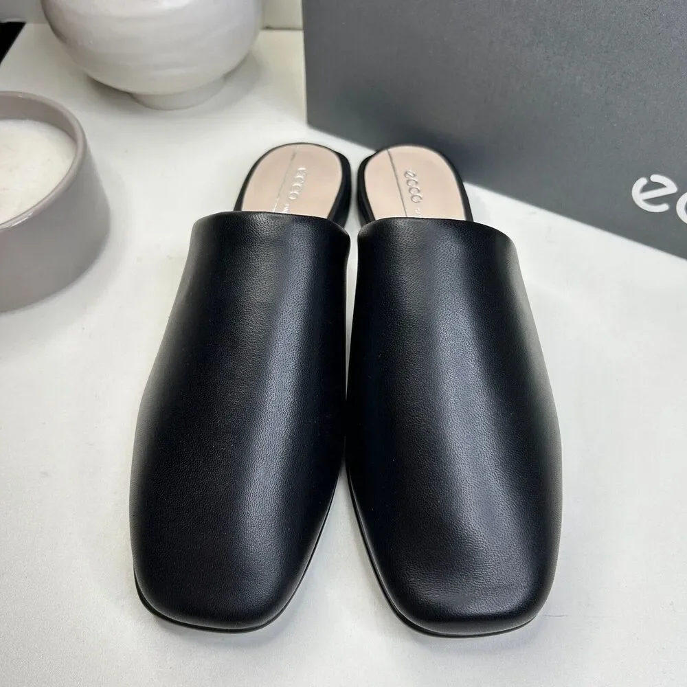 ECCO Anine Squared Buttery Soft Leather Flats Black 208293 Women's 40/9.5 NWB